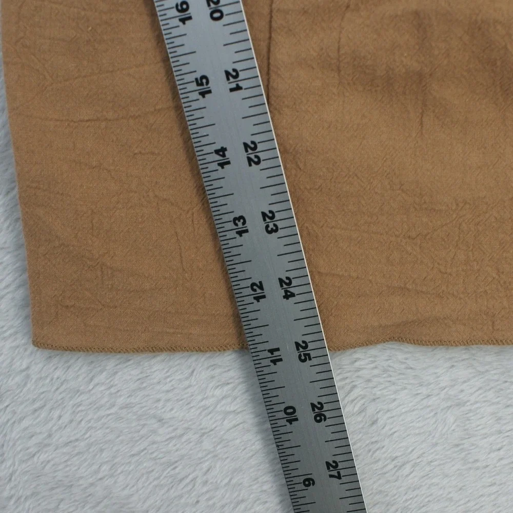 Womens Camel Brown Tiered Wide Leg Smocked Waist Boho Flowy Palazzo Pants Medium - Picture 6 of 10